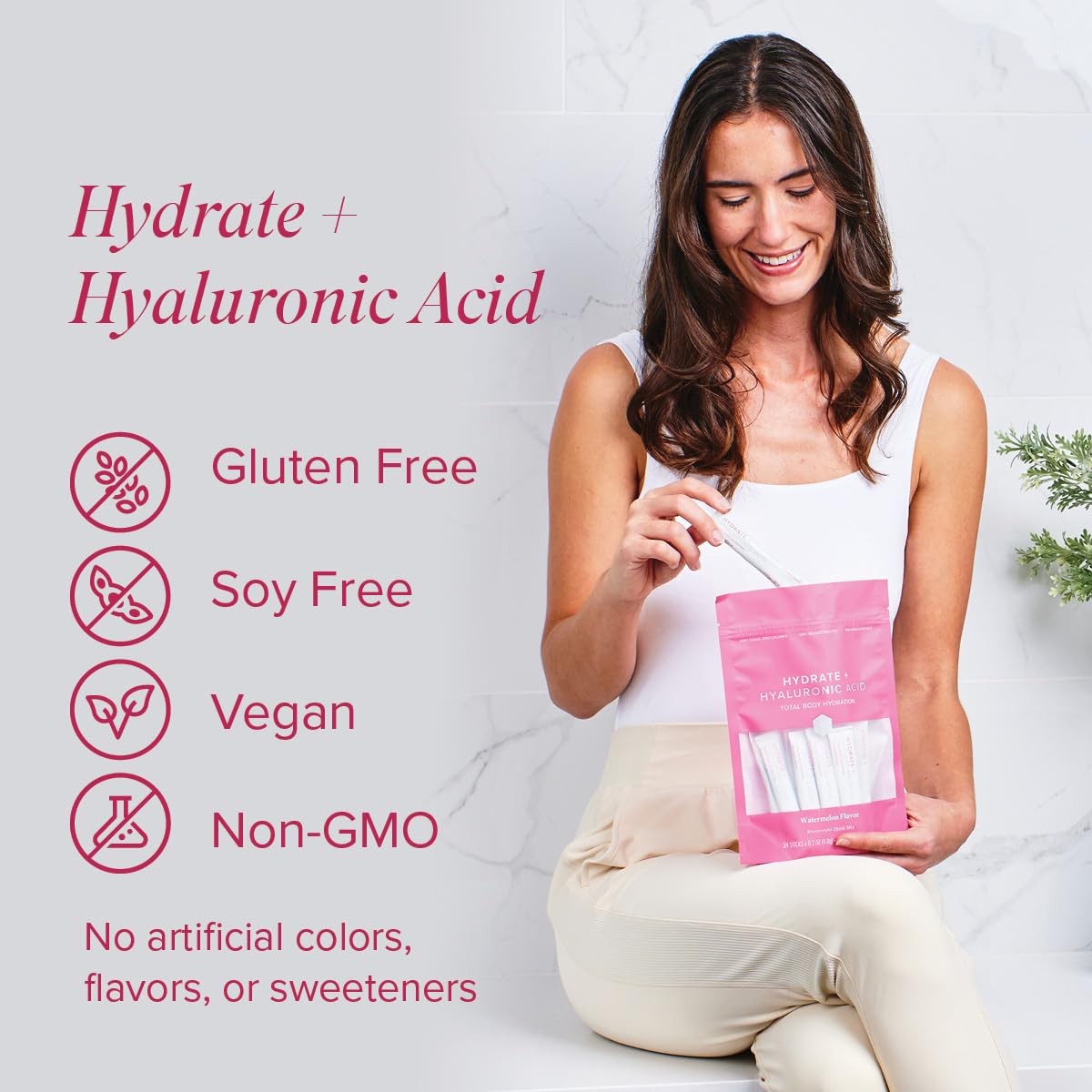 Isagenix Hydrate Hyaluronic acid illustration emphasizing skin moisture concept.