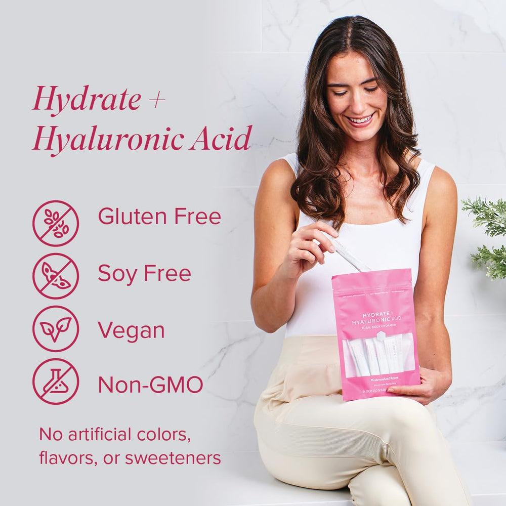 Isagenix Hydrate Hyaluronic acid illustration emphasizing skin moisture concept.
