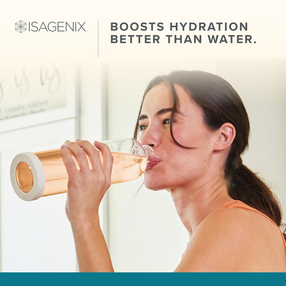 Isagenix Hydrate on-the-go packets ready to mix for fast hydration anywhere.