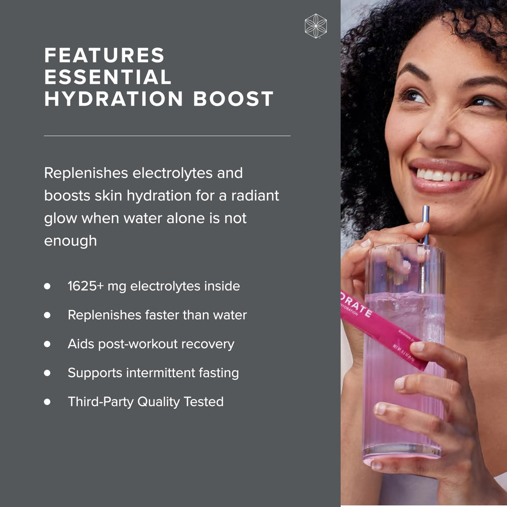 Isagenix Hydrate Peach Lemonade stick close-up with immune-support vitamins.