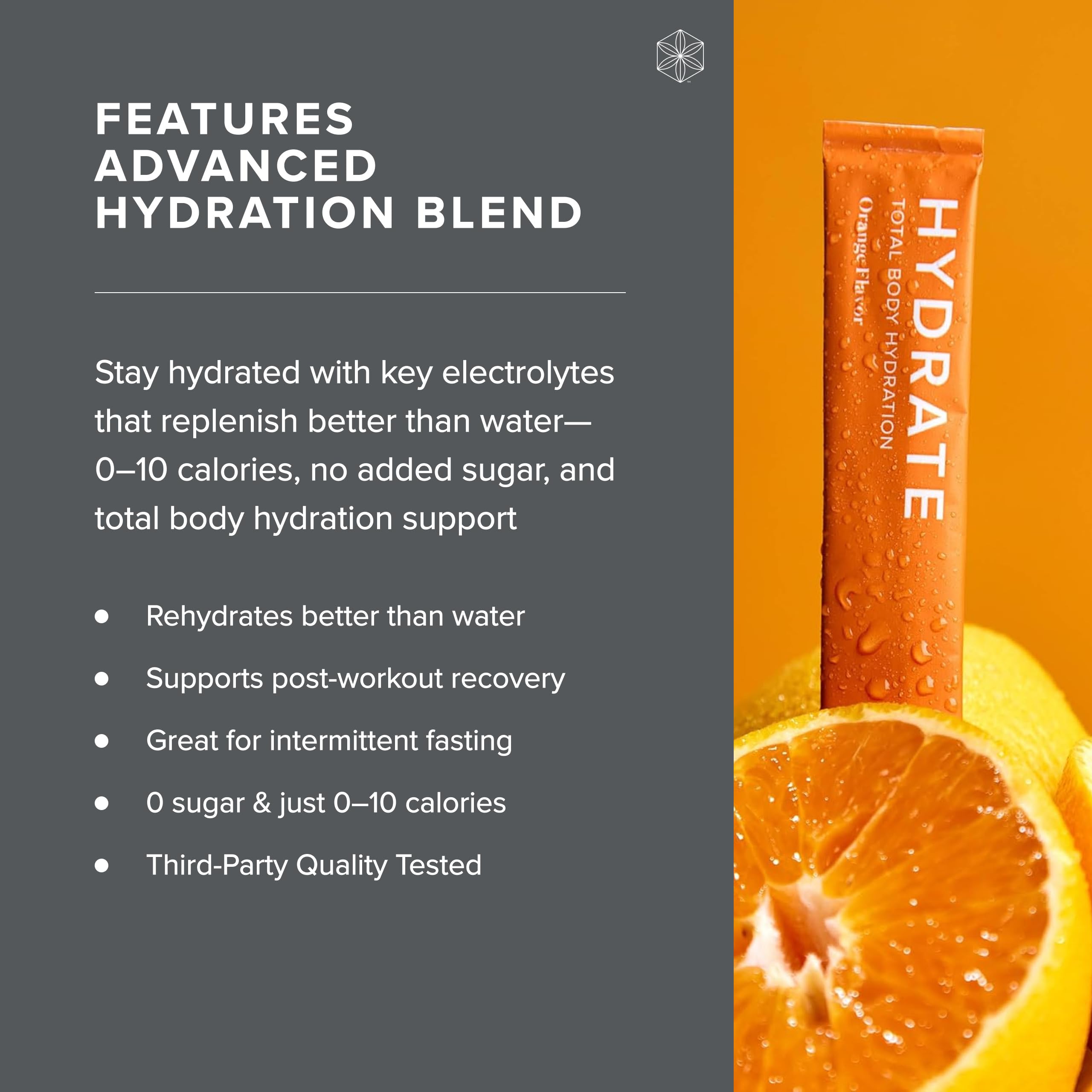 Isagenix Hydrate peach lemonade stick dissolving in water with immune-support vitamins.