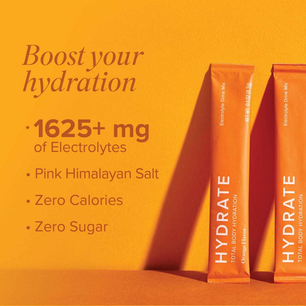 Isagenix Hydrate single-serve packet close-up showing convenient daily hydration option.
