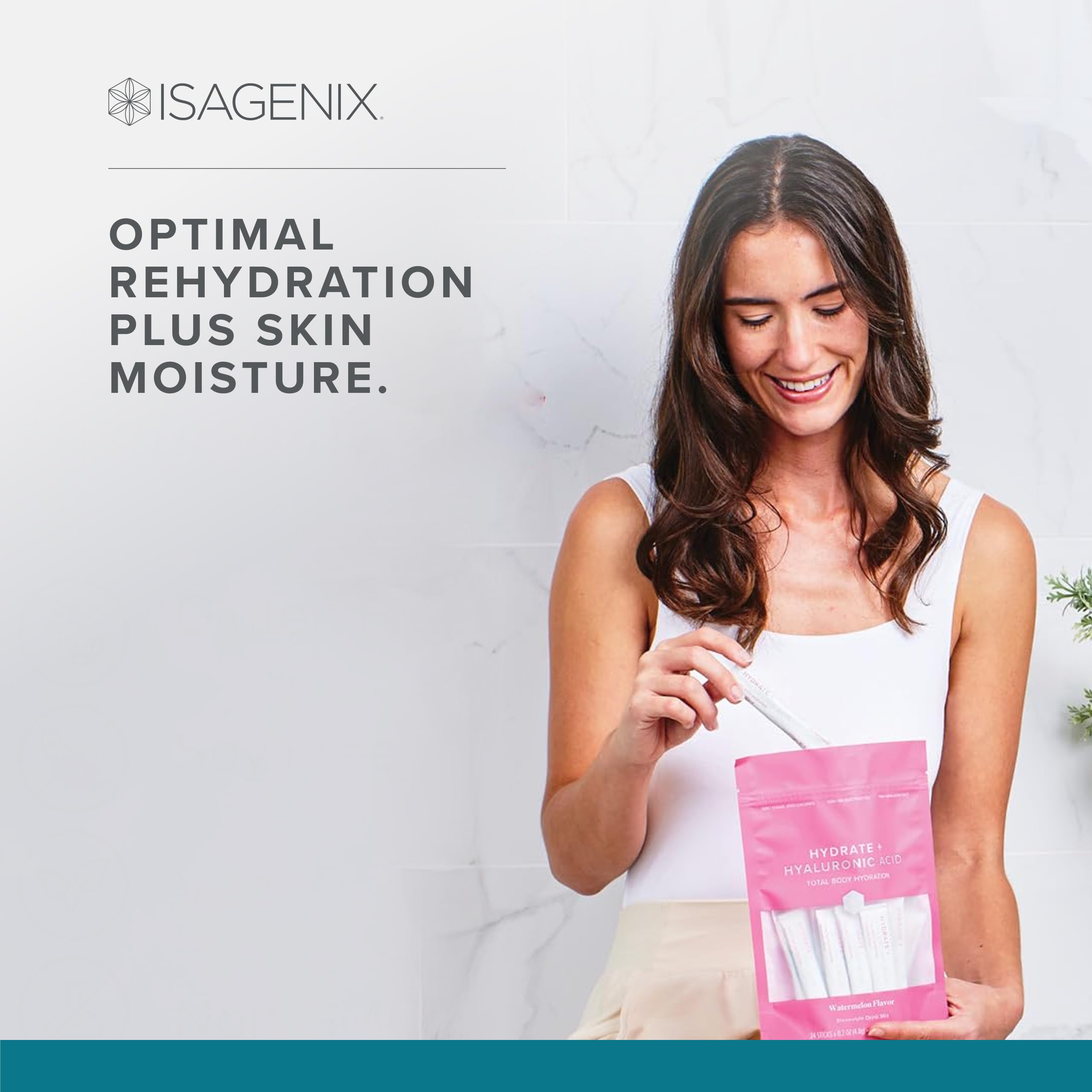 Isagenix Hydrate Watermelon label closeup notes zero added sugar.