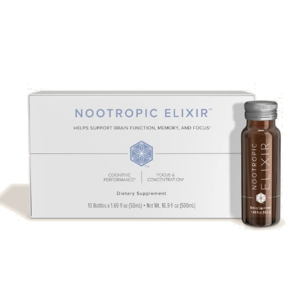 Isagenix Nootropic Elixir bottle with focus support label