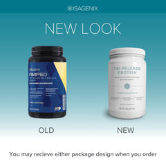 Isagenix Tri-Release Protein shake in a glass reveals creamy vanilla texture for satisfying recovery.