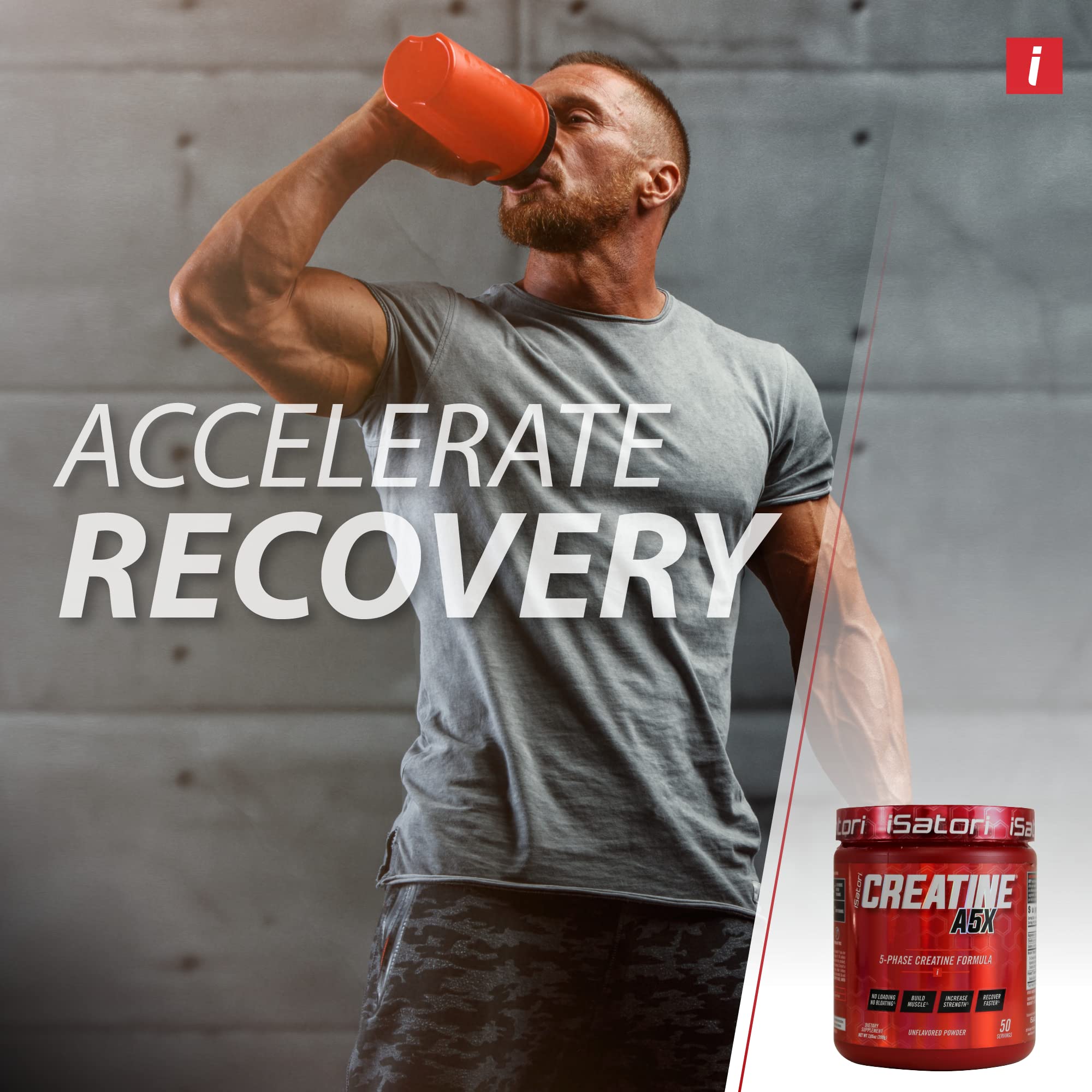 iSatori Creatine A5X glass of water with powder mix