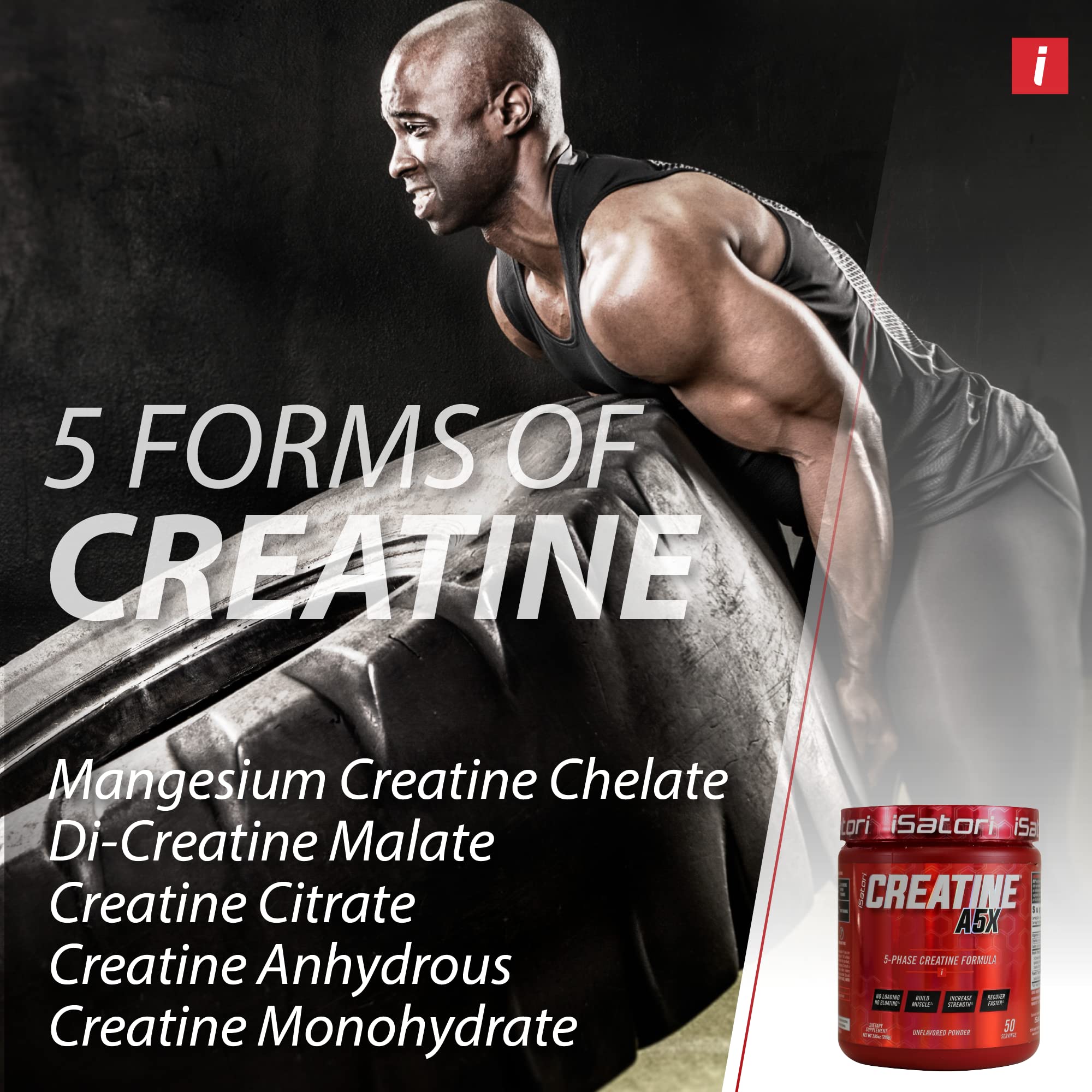 iSatori Creatine A5X label back detailing ingredients