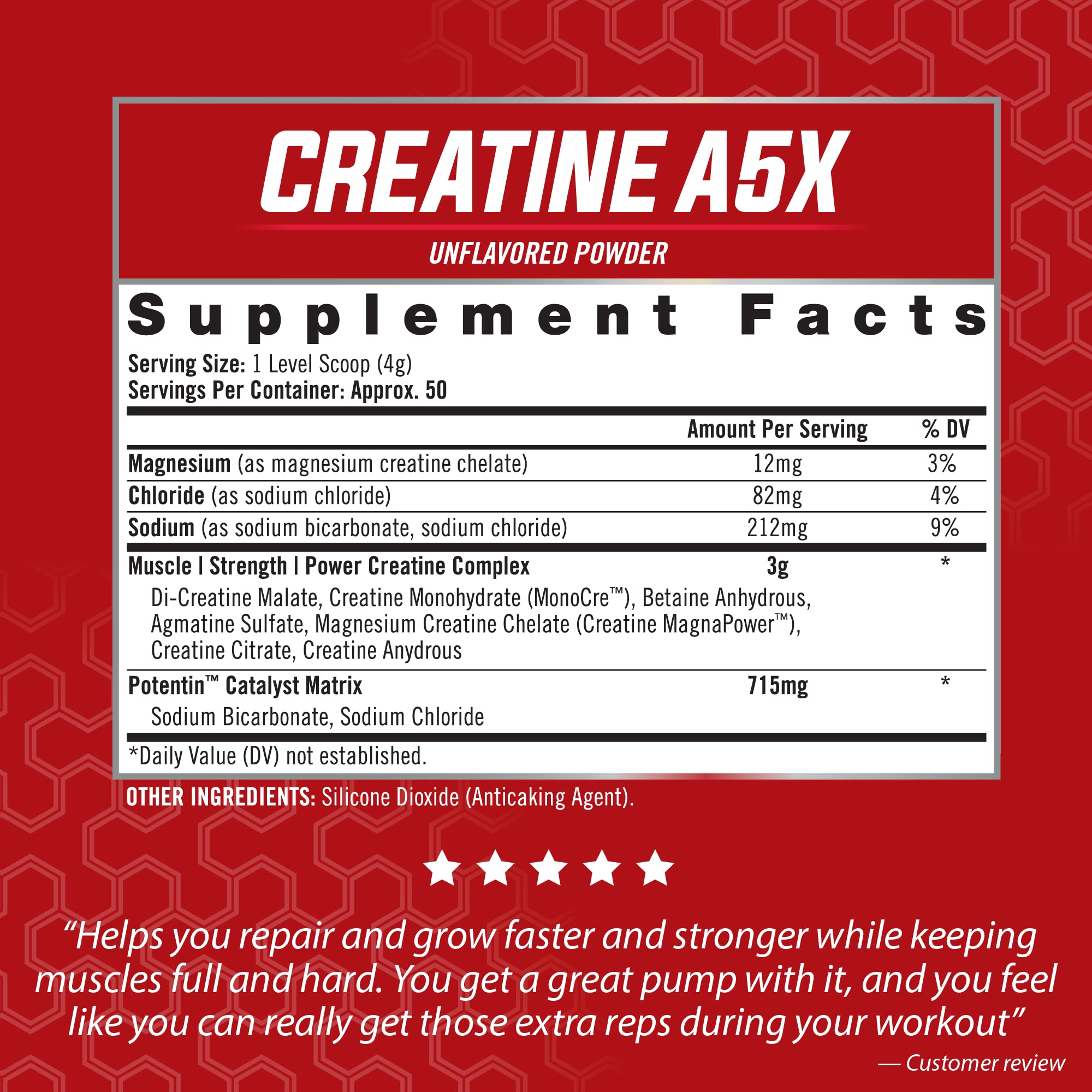 iSatori Creatine A5X powder scoop showing convenient 4 g serving