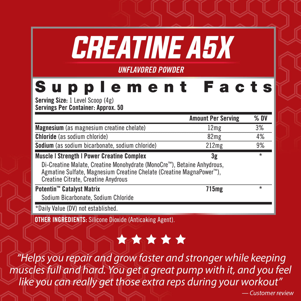 iSatori Creatine A5X powder scoop showing convenient 4 g serving