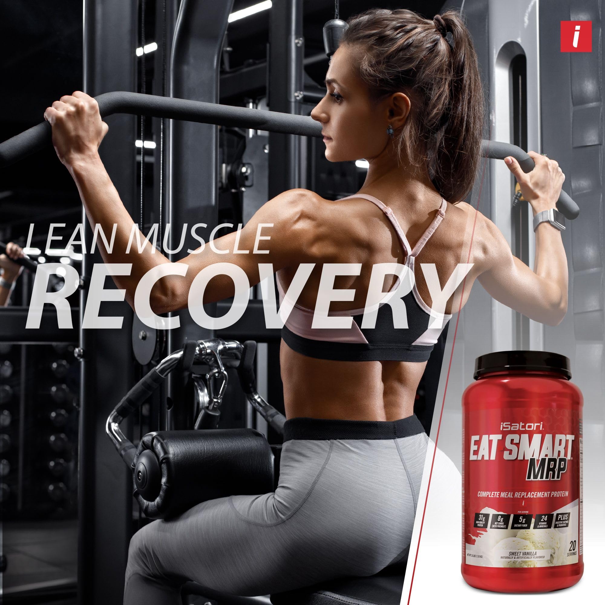 iSatori Eat Smart MRP MCT oil bottle, part of a balanced nutrition blend.