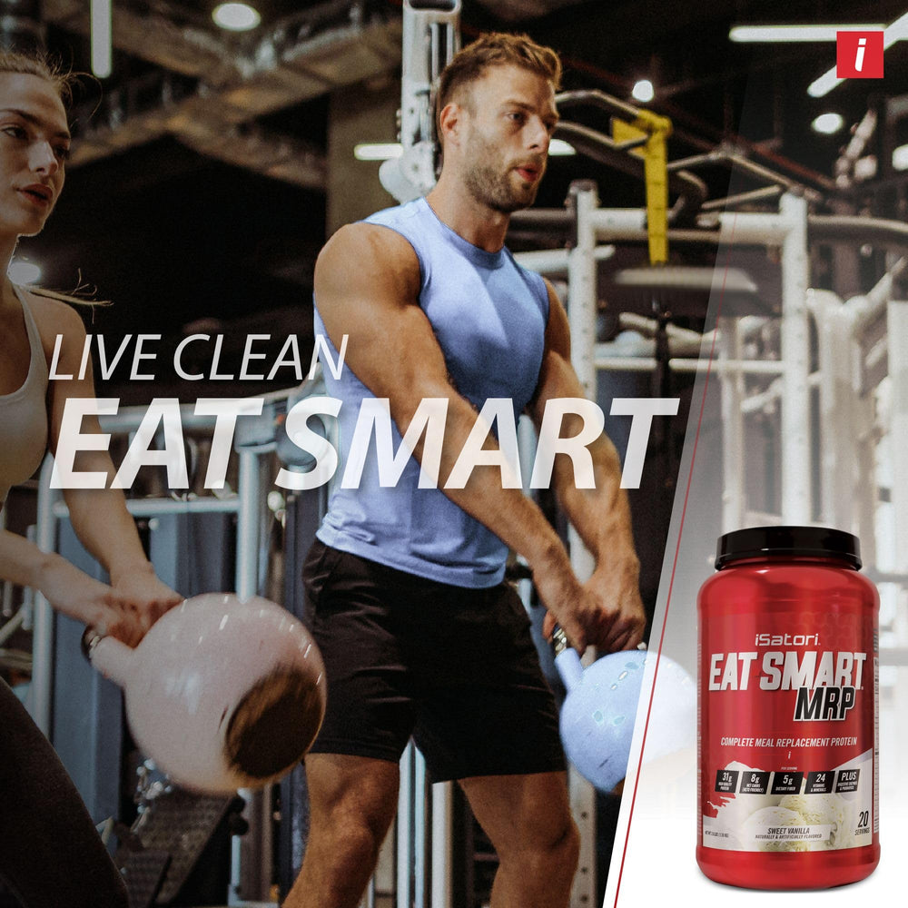 iSatori Eat Smart MRP probiotics powder illustration, suggesting gut-friendly nutrition.