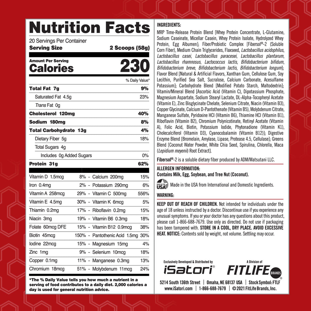 iSatori Eat Smart MRP shake in glass with vanilla flavor for quick nourishment.