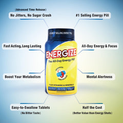 Isatori Energize time-release graphic illustrating energy without jitters
