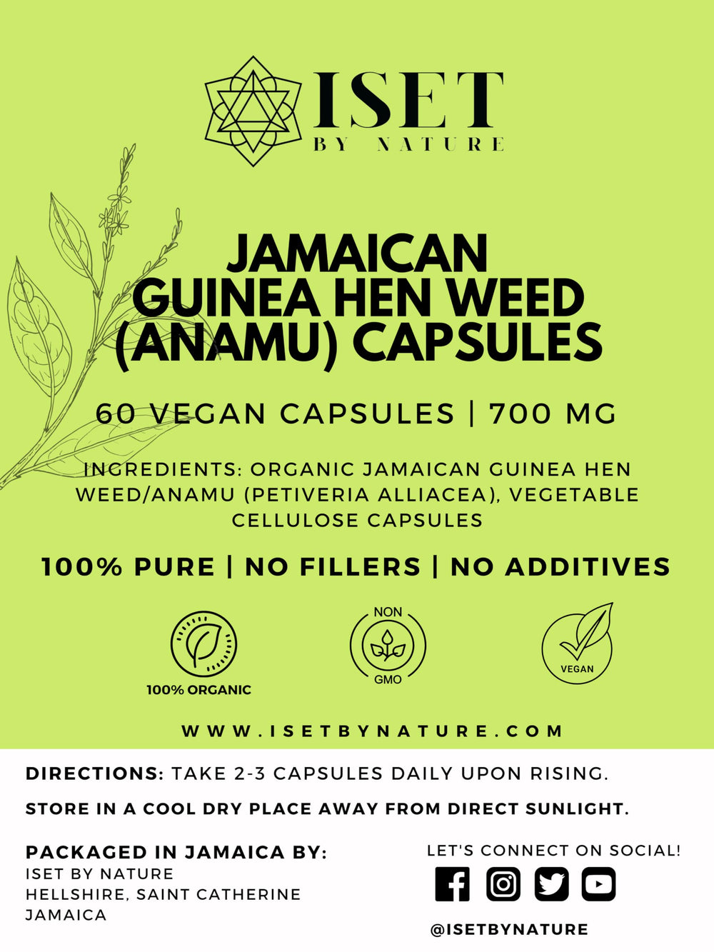 Iset By Nature Anamu Capsules bottle front view for daily wellness support