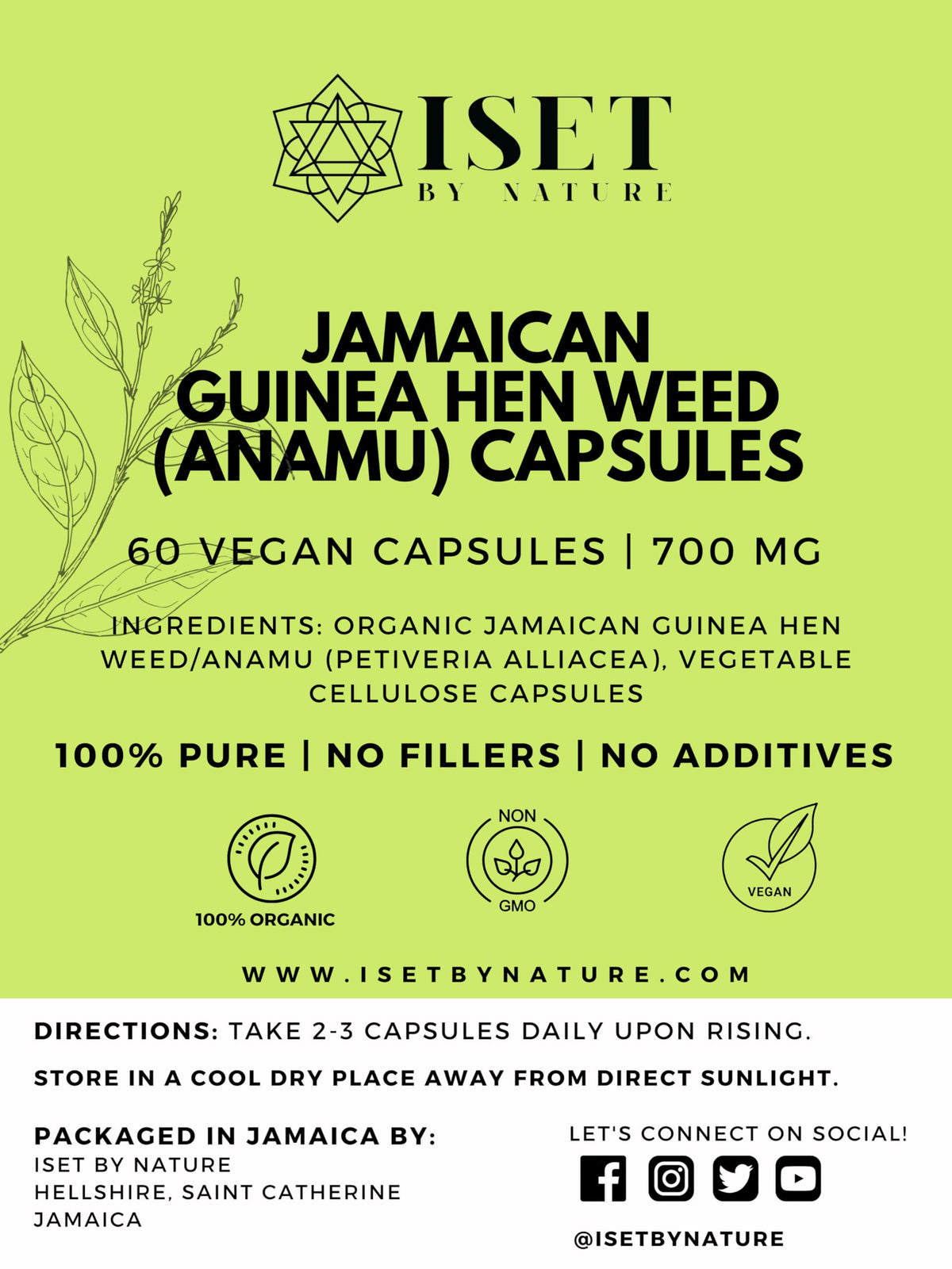 Iset By Nature Anamu Capsules bottle front view for daily wellness support