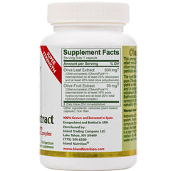 Island Nutrition bottle highlights 20% hydroxytyrosol complex for enhanced olive polyphenols