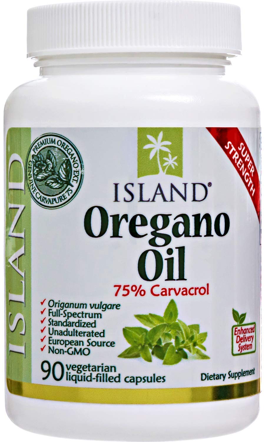 Island Nutrition oregano oil capsules 90-count bottle ready for daily use