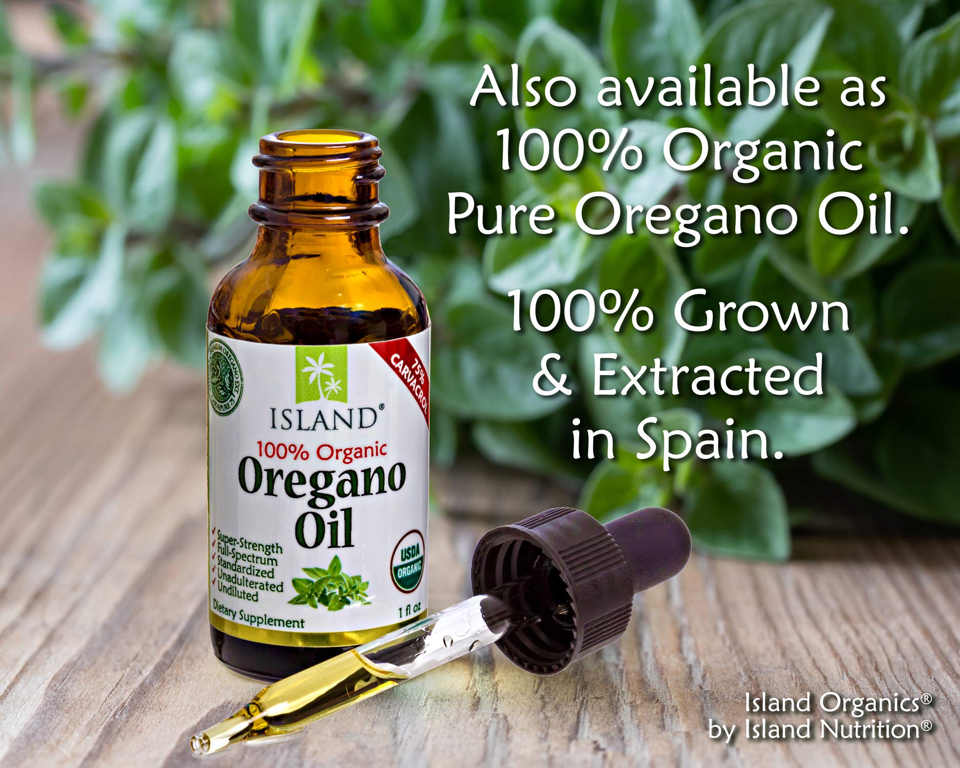 Island Nutrition oregano oil capsules lifestyle shot with glass of water