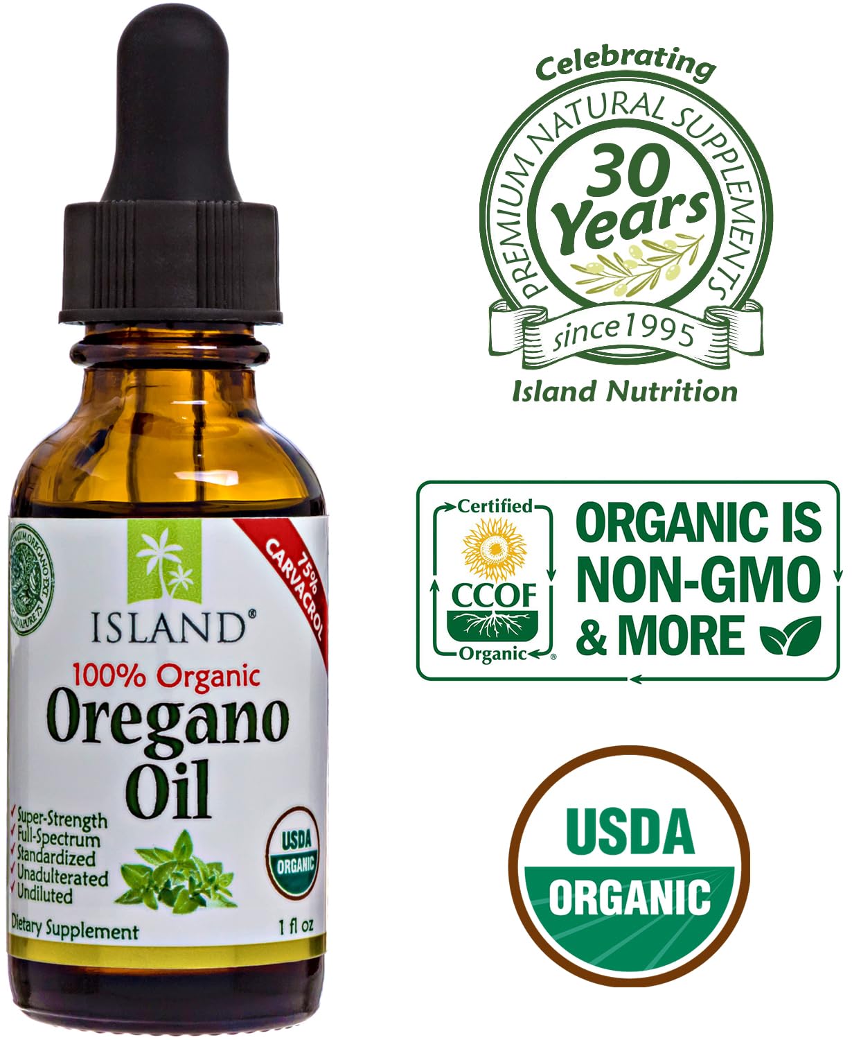 Island Nutrition Origanum vulgare extract combines two steam distilled broad-spectrum oils.