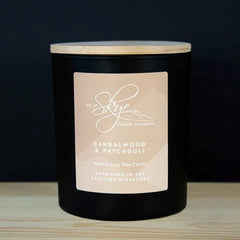 Isle of Skye candle front label in beige with natural soy wax detail