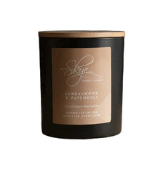 Isle of Skye Large Sandalwood & Patchouli candle in beige jar for cozy ambiance