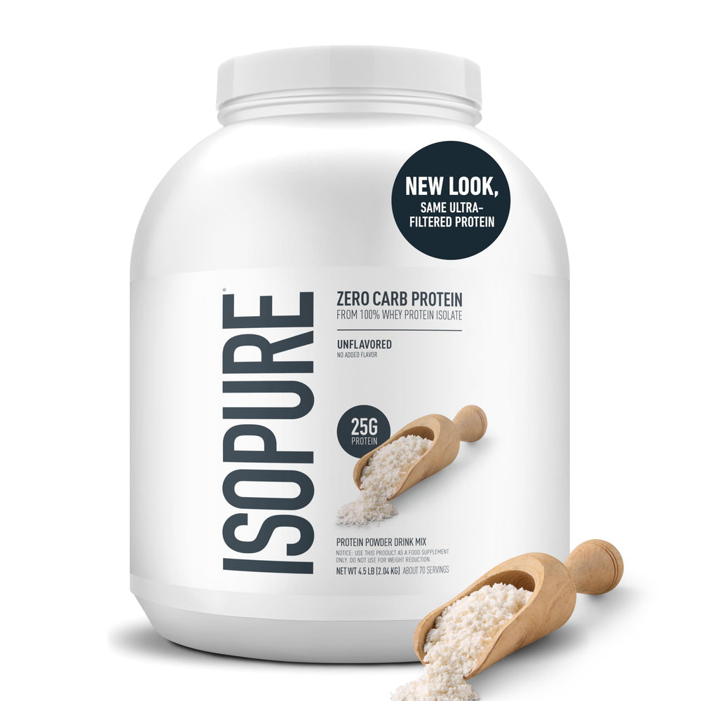 Isopure whey isolate in baking jar for protein-enriched recipes