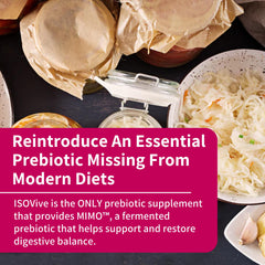 Close-up shows ISOVive fermented prebiotic texture and color.