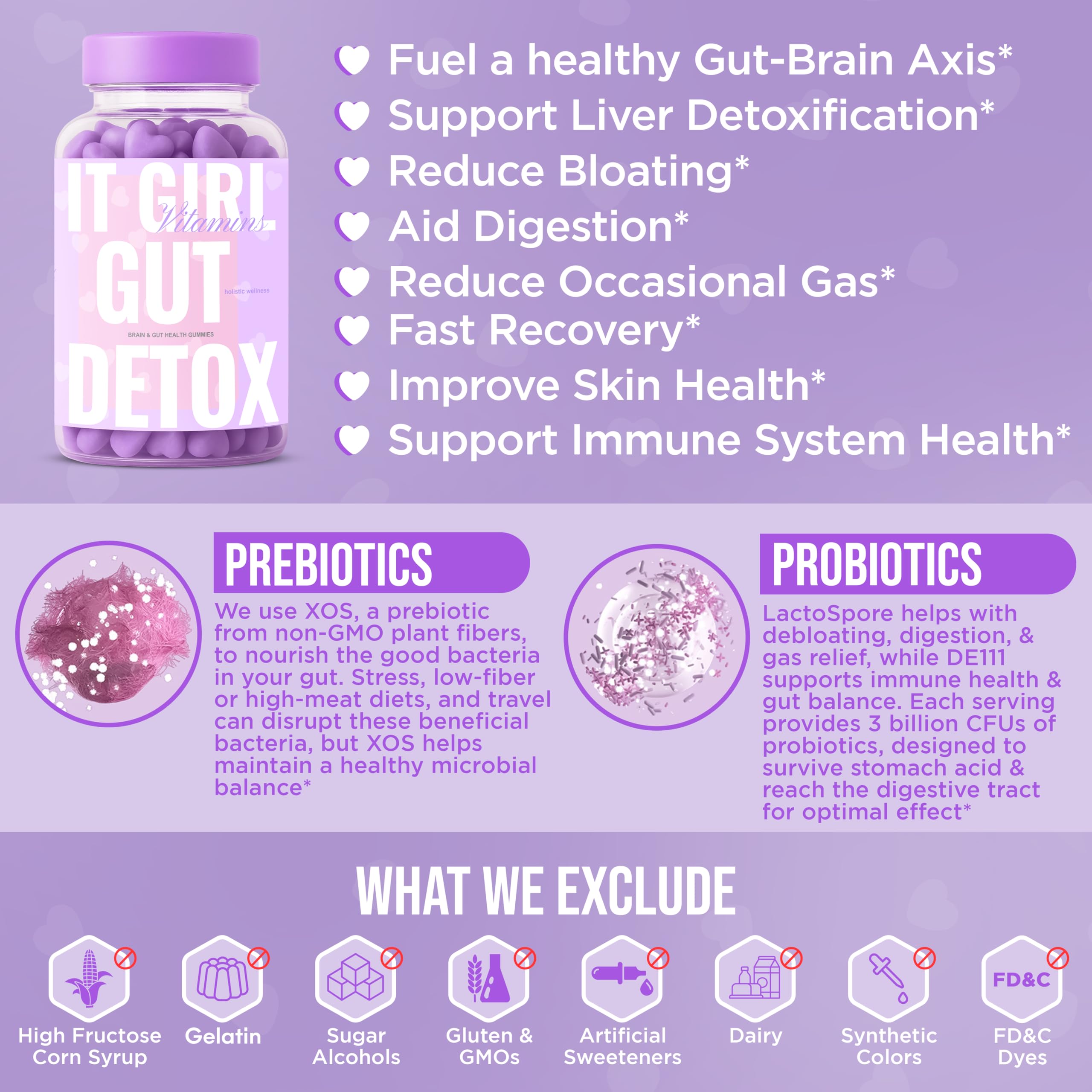 It Girl Detox Gummies bottle with glow imagery suggests inner well-being.
