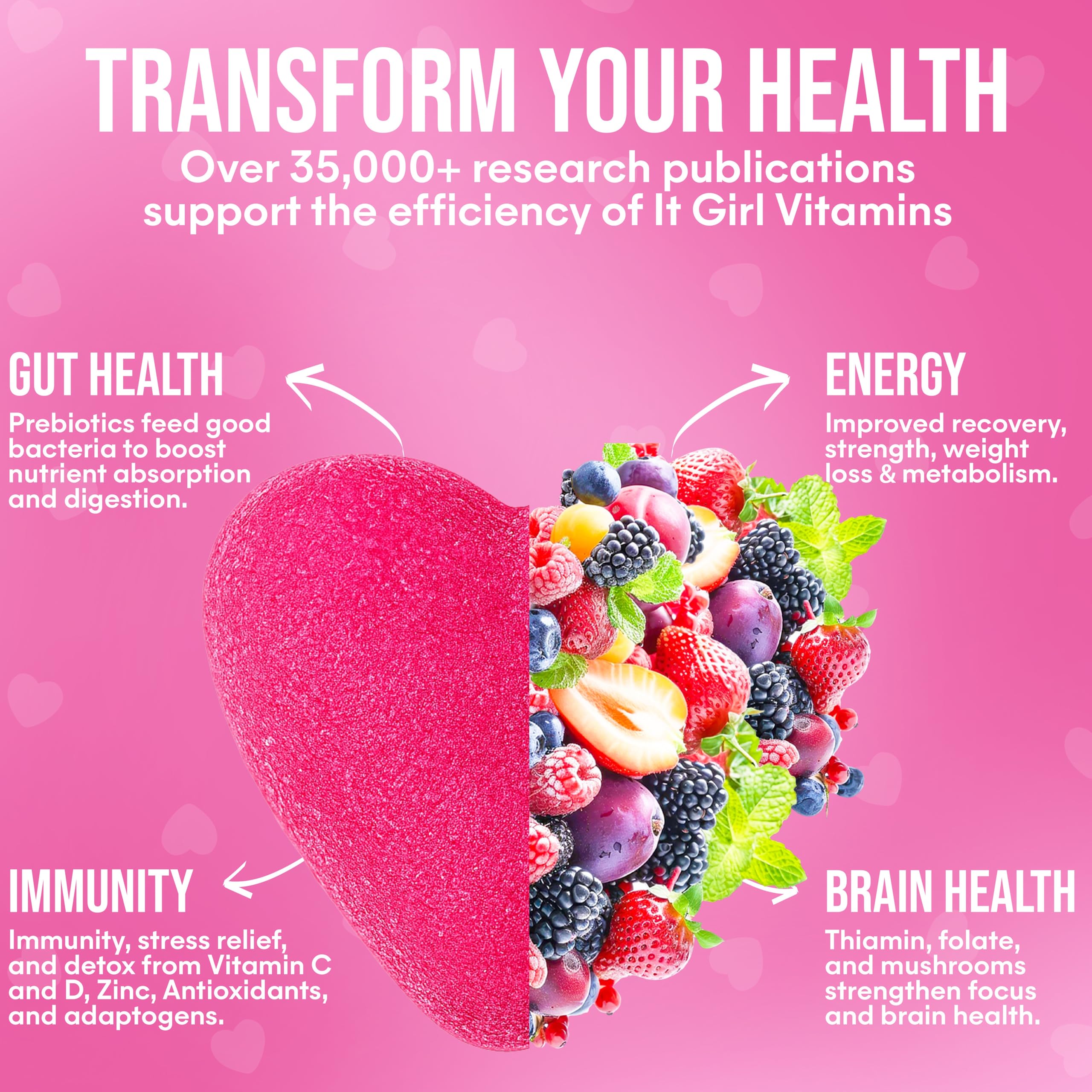 It Girl Vitamins digestive health emphasis with fiber-rich imagery.