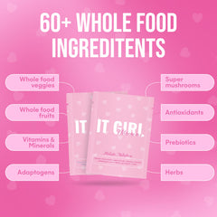 It Girl Vitamins pink heart gummies in a snack pack for daily use.