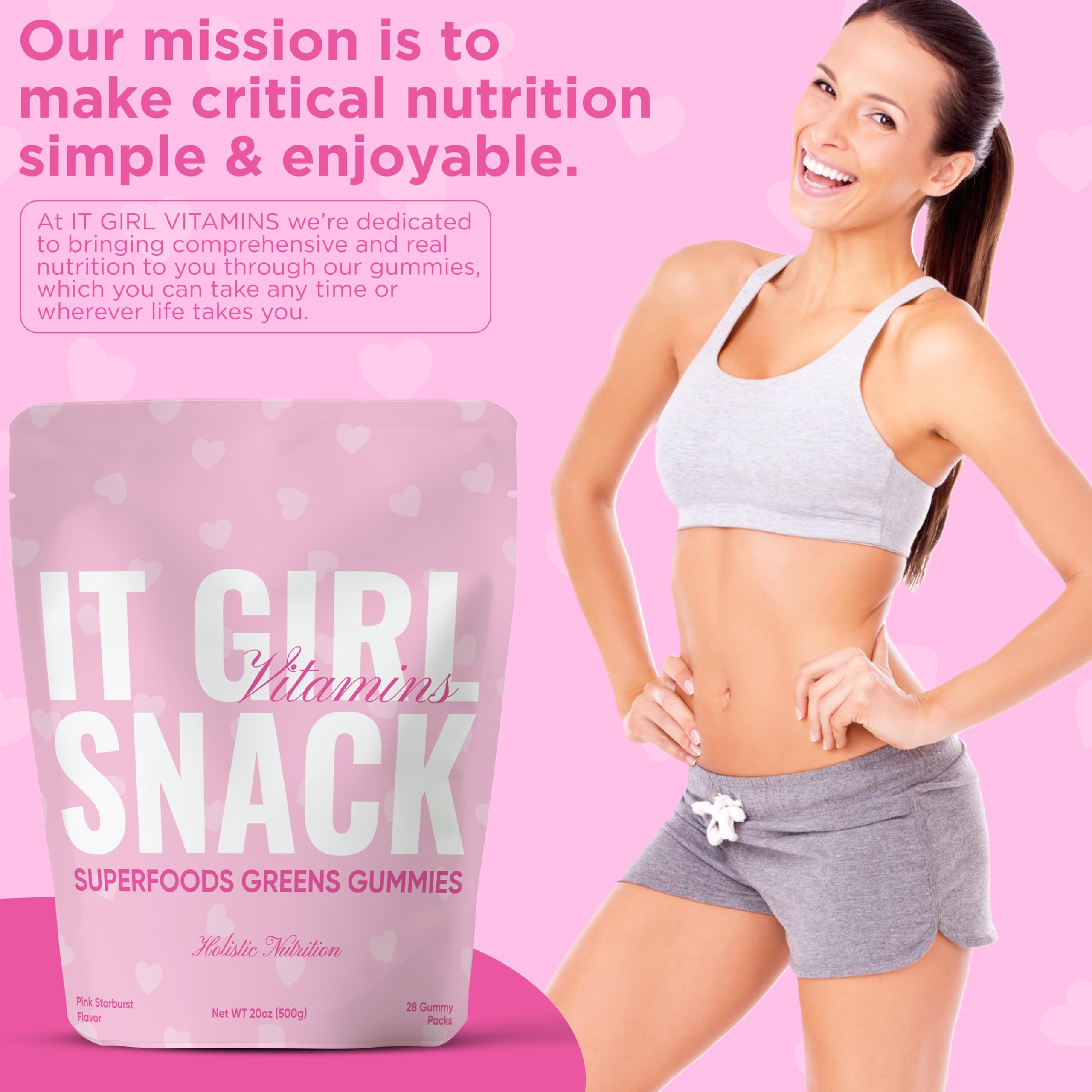 It Girl Vitamins low-sugar greens gummies convey clean daily nutrition.