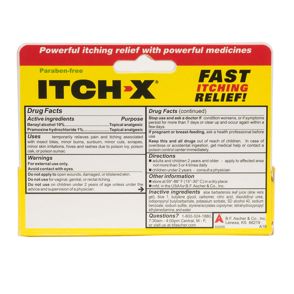 Itch-X gel application close-up showing smooth texture for irritated skin relief.