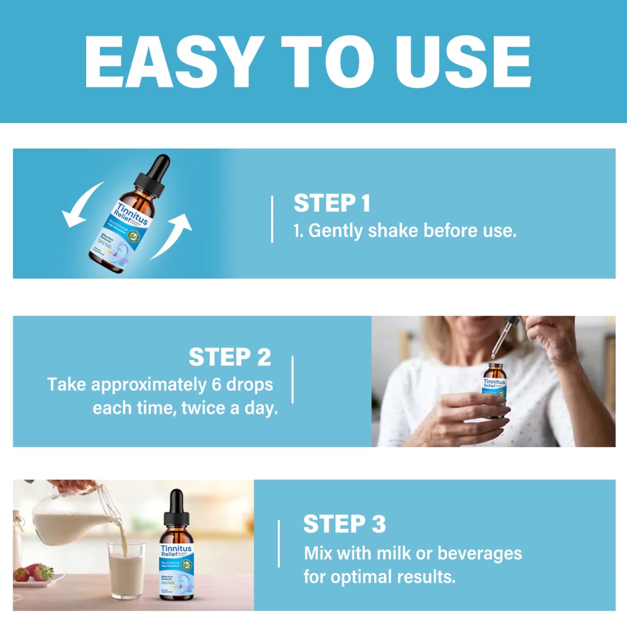 ITECFREELY dosing-drops-application demonstrates easy use and potential quick ear relief.