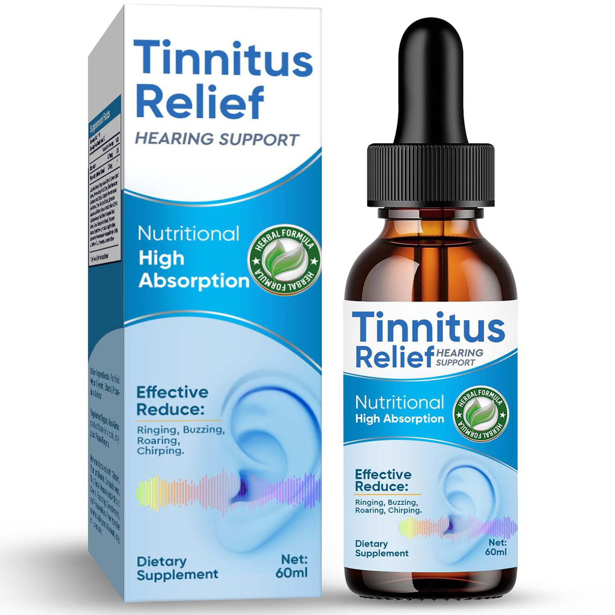 ITECFREELY Tinnitus Relief bottle shown, signaling natural ingredients for ear comfort and daily relief.