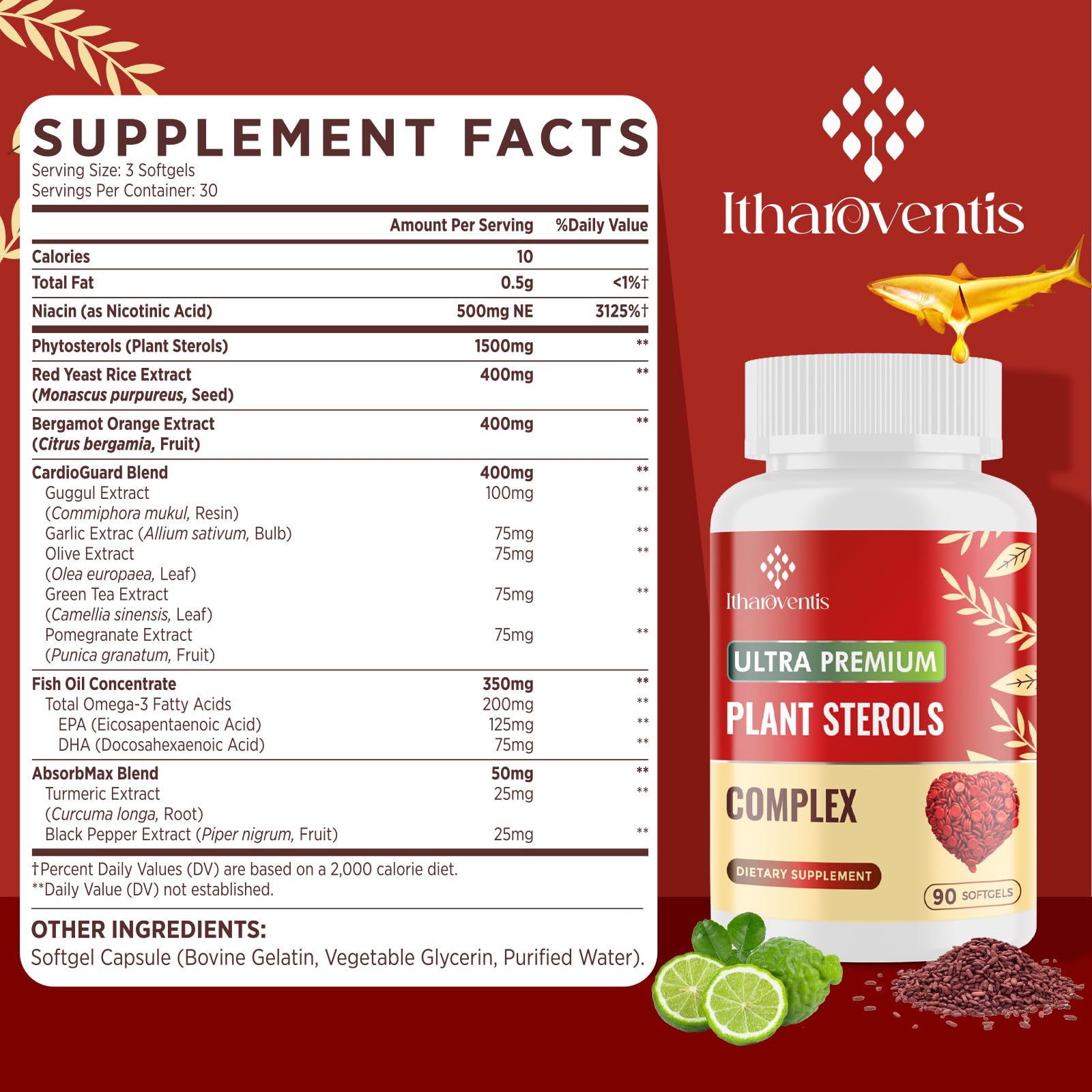 Itharoventis garlic-olive-leaf-blend close-up suggests premium herbal components.