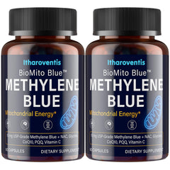 Itharoventis Methylene Blue capsules in bottle for easy daily dosing and cognitive support.