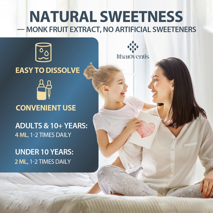 Itharoventis Zeolite Kids Drops mixed with juice for kid friendly intake.