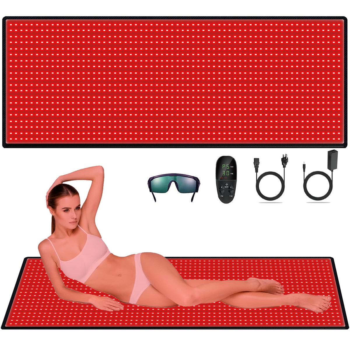 Itherau red light therapy mat laid flat for full-body relaxation after exercise.