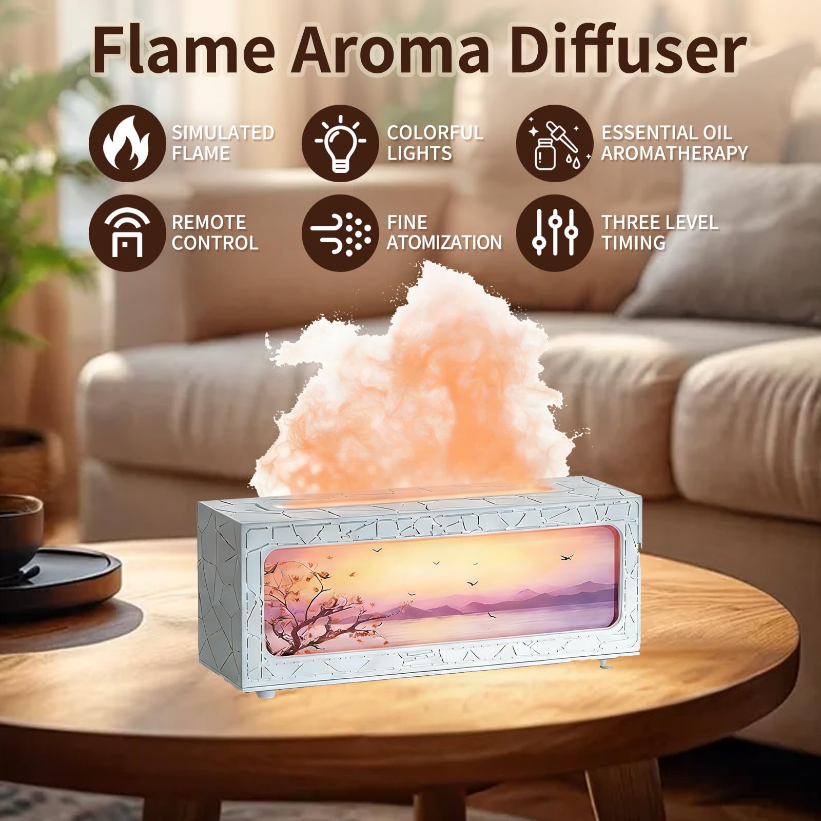ITHUGE aroma diffuser enables easy oil drops for calming scents.