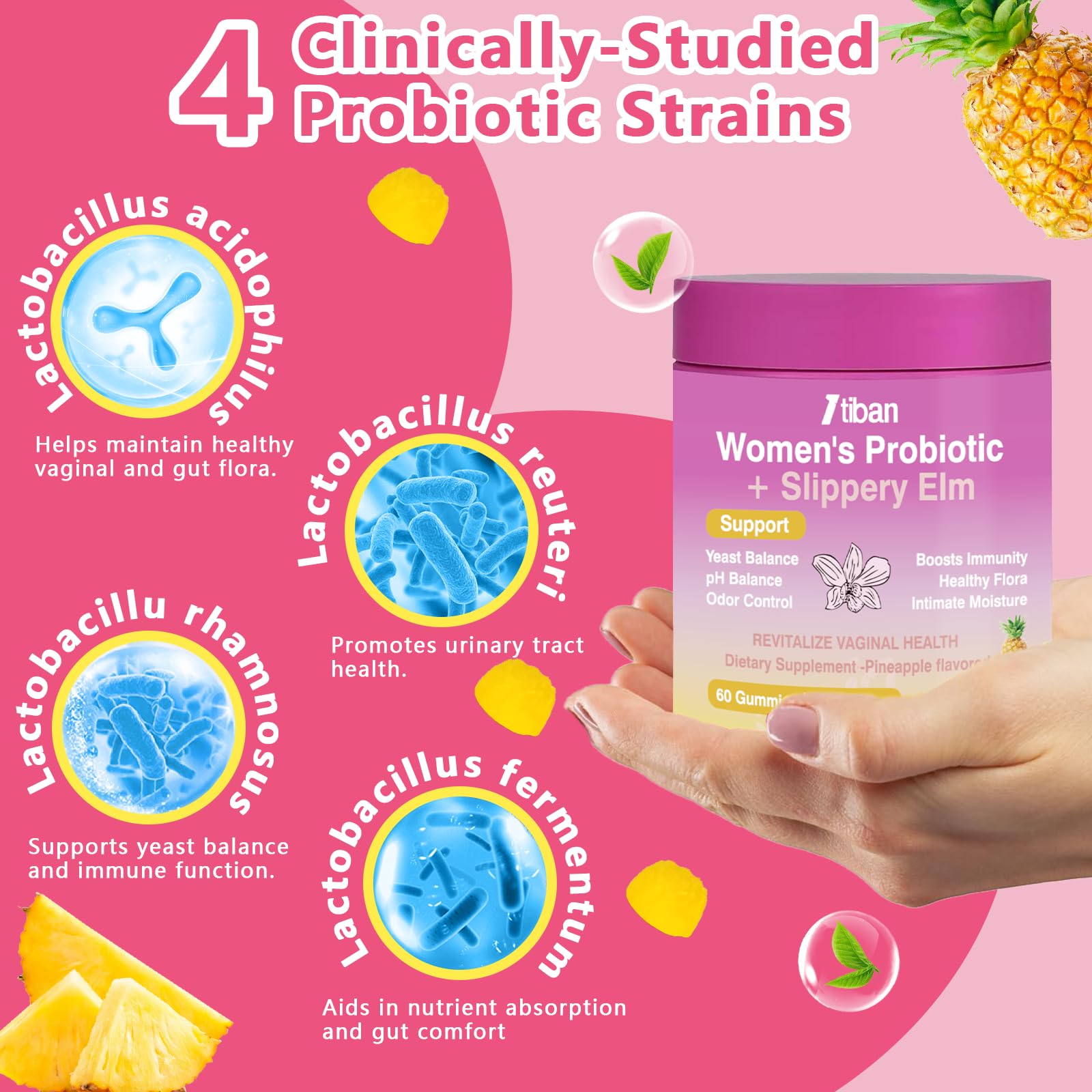 Itiban pineapple gummies bottle on desk, ideal for a convenient daily routine