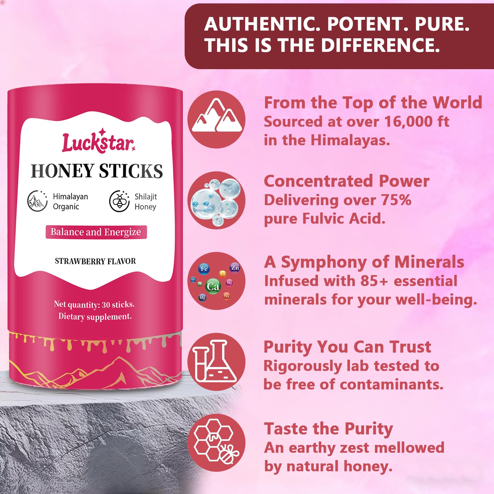 Itiban Himalayan Shilajit Honey Stick amber honey and resin signaling purity and potency.