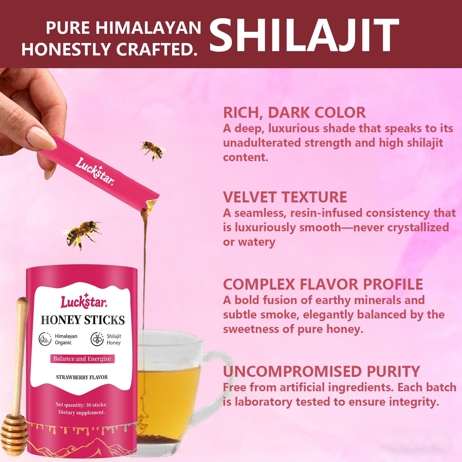 Itiban Himalayan Shilajit Honey Stick dispensing view illustrating mess-free use.