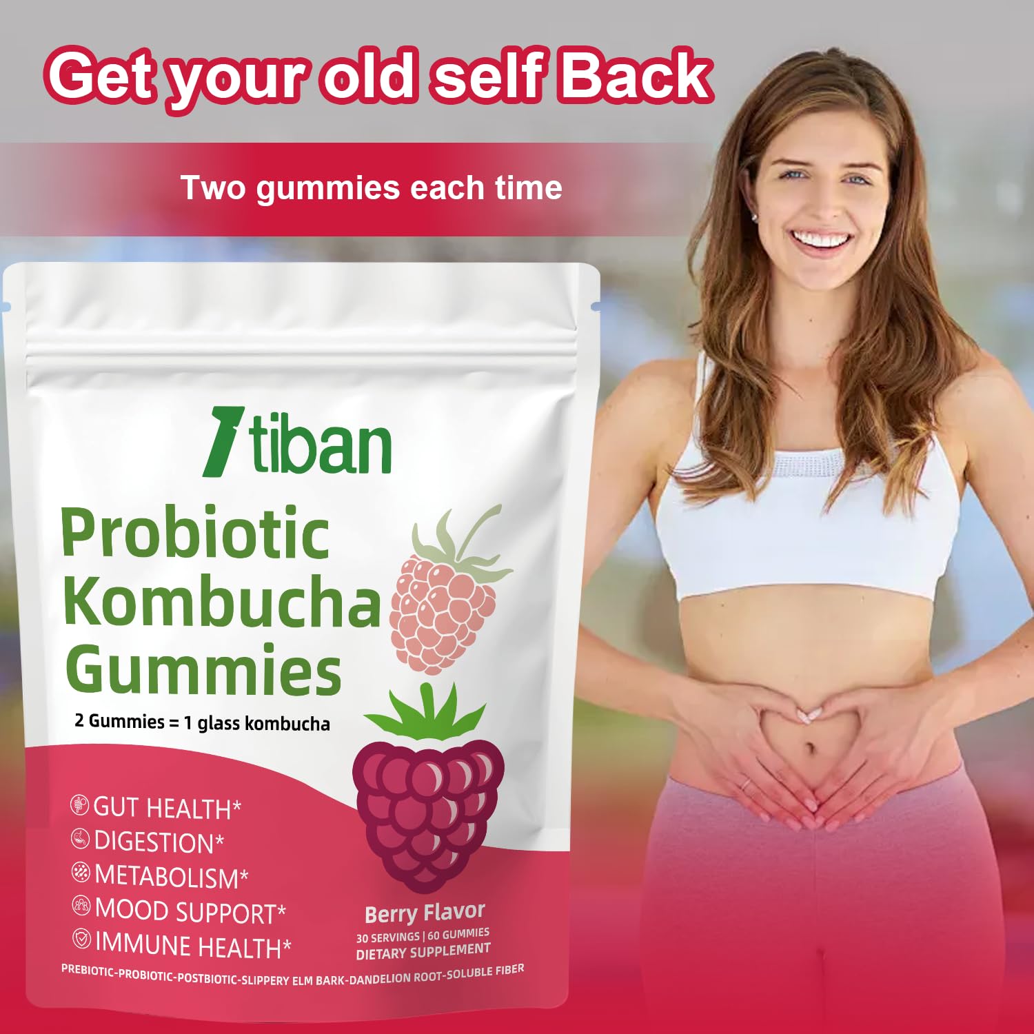 Gummy packaging and 60-count bottle for daily routine