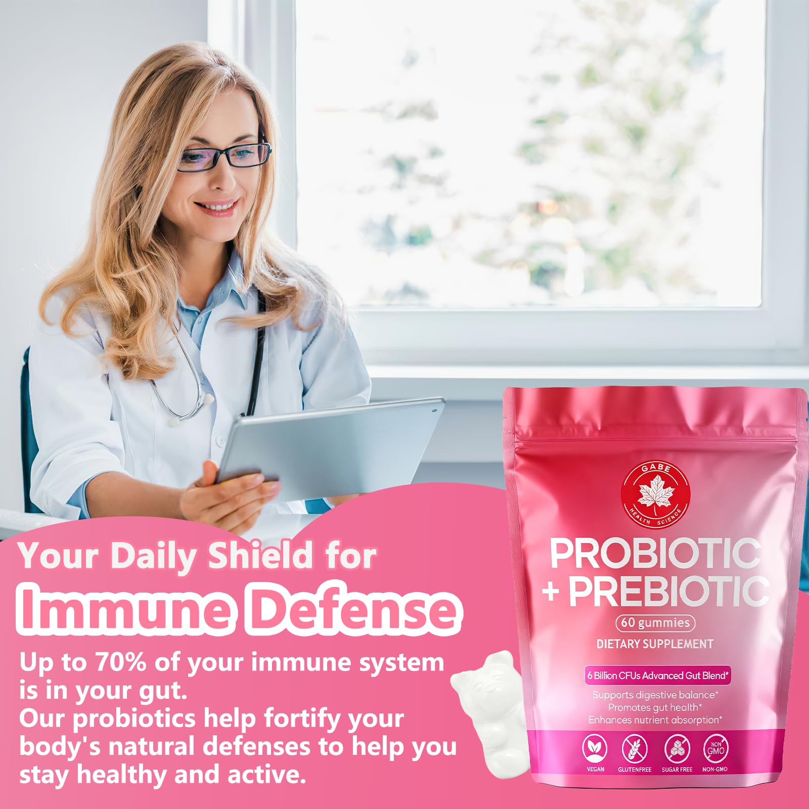 Graphic highlights 6B CFU potency for gut and immune support