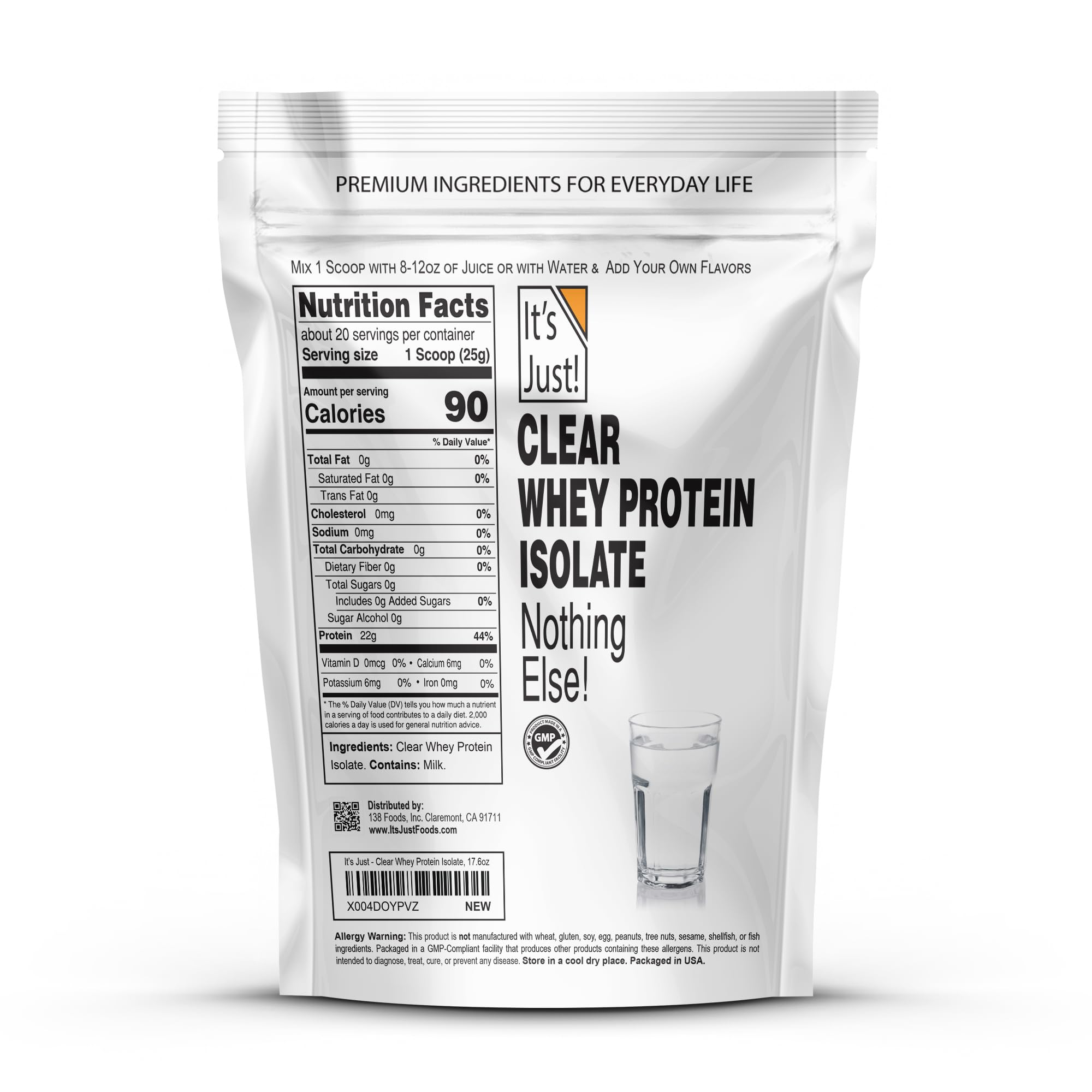 Its Just! Clear Whey Isolate pour illustrating quick mixing for shakes after training