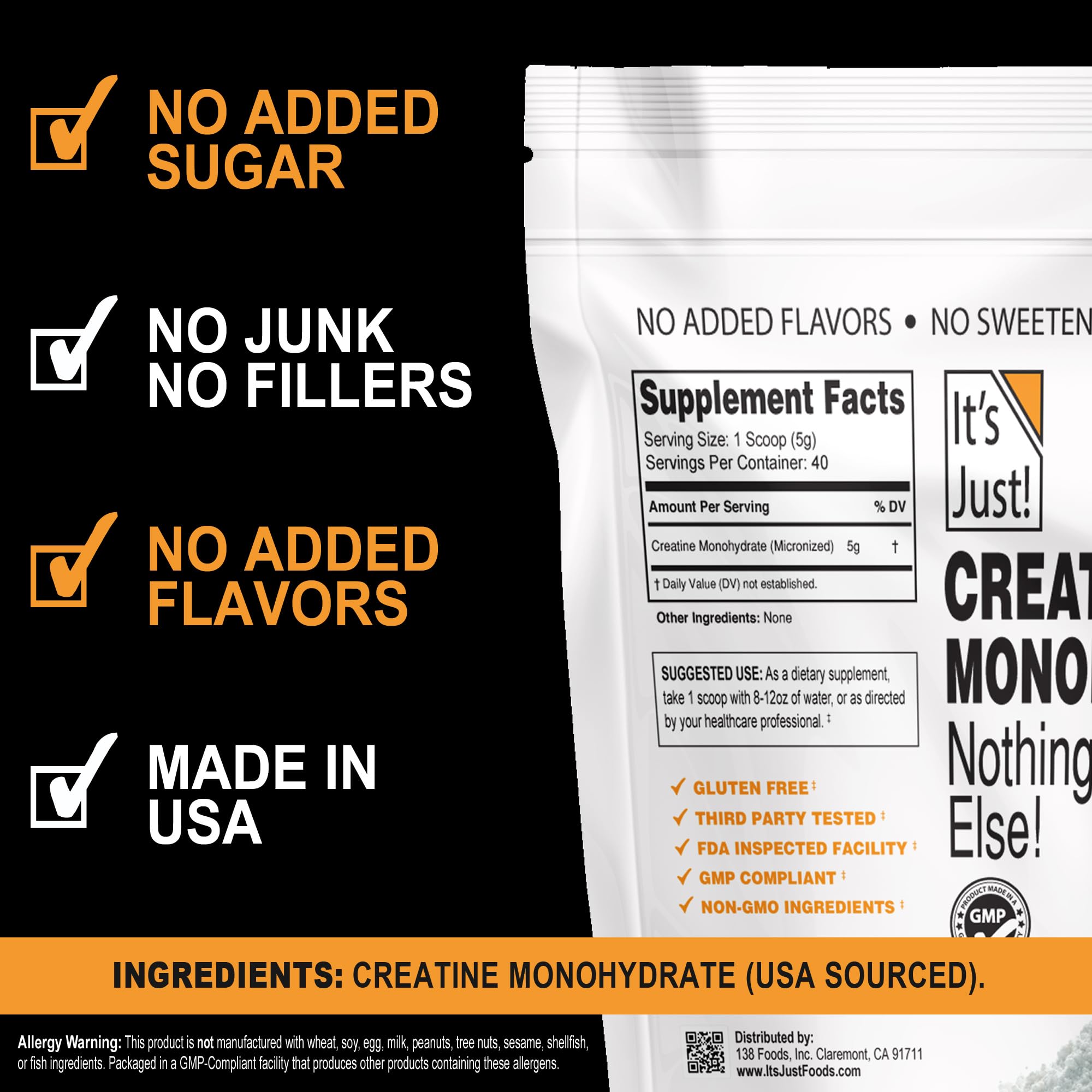 Unflavored Its Just Creatine Monohydrate blends into drinks easily.