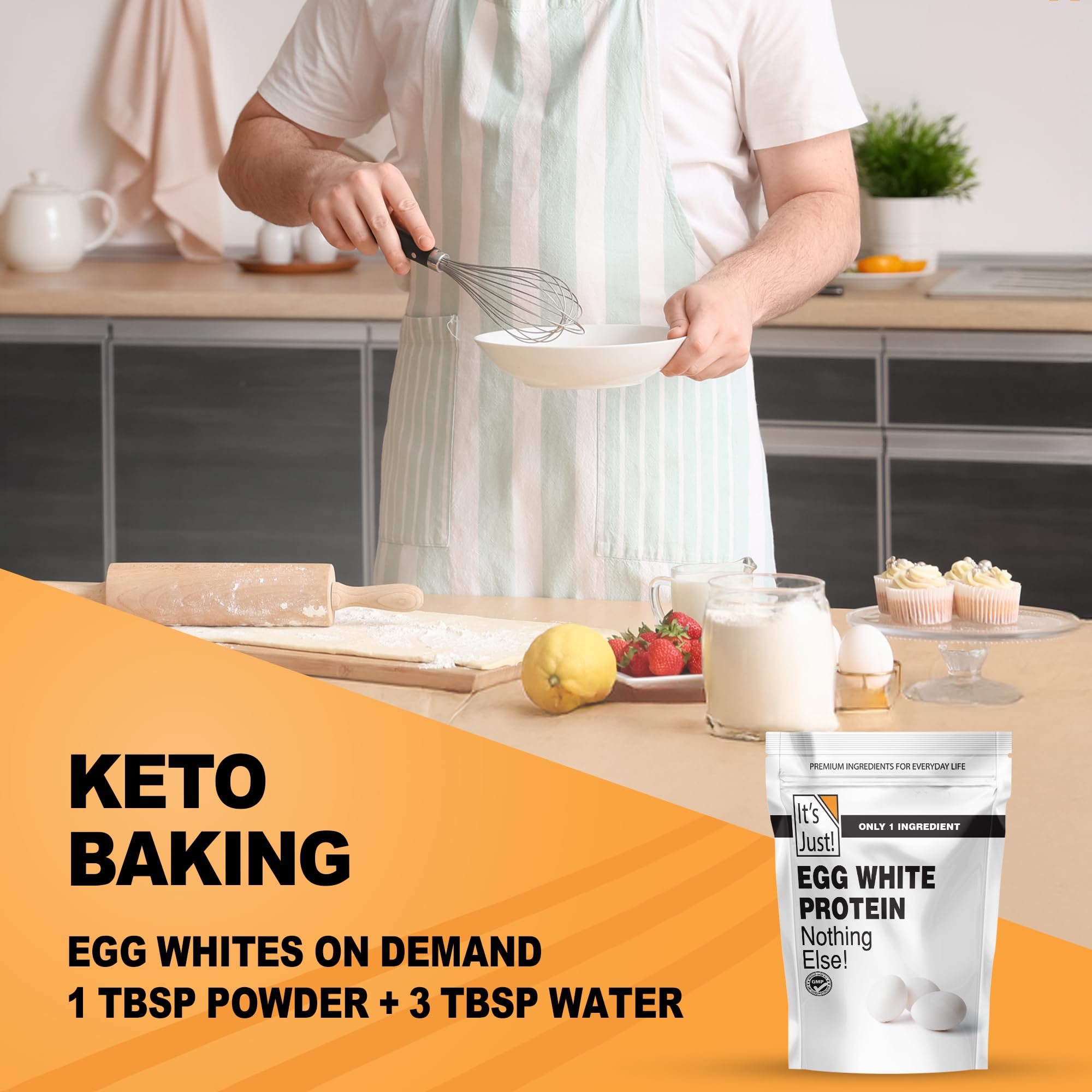 It's Just! Egg White Protein Powder mixing glass for quick shake prep.