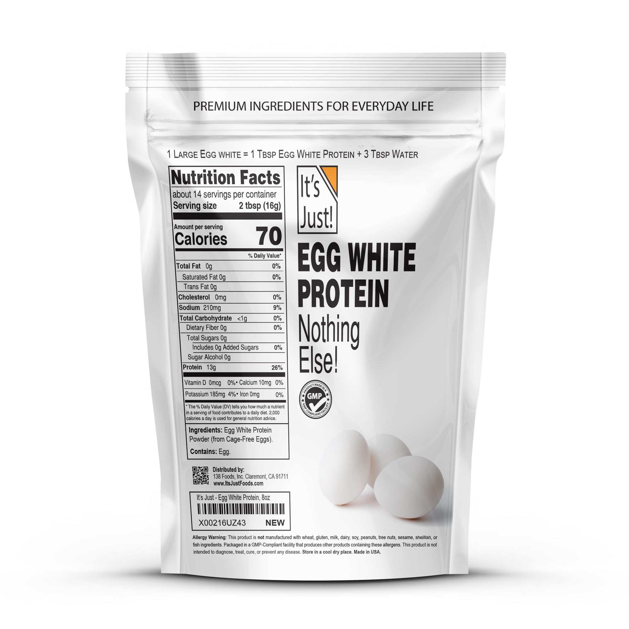 It's Just! Egg White Powder scoop enables precise measurements for baking.