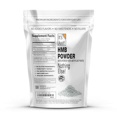 It's Just! HMB powder with measuring scoop for easy daily dosing.