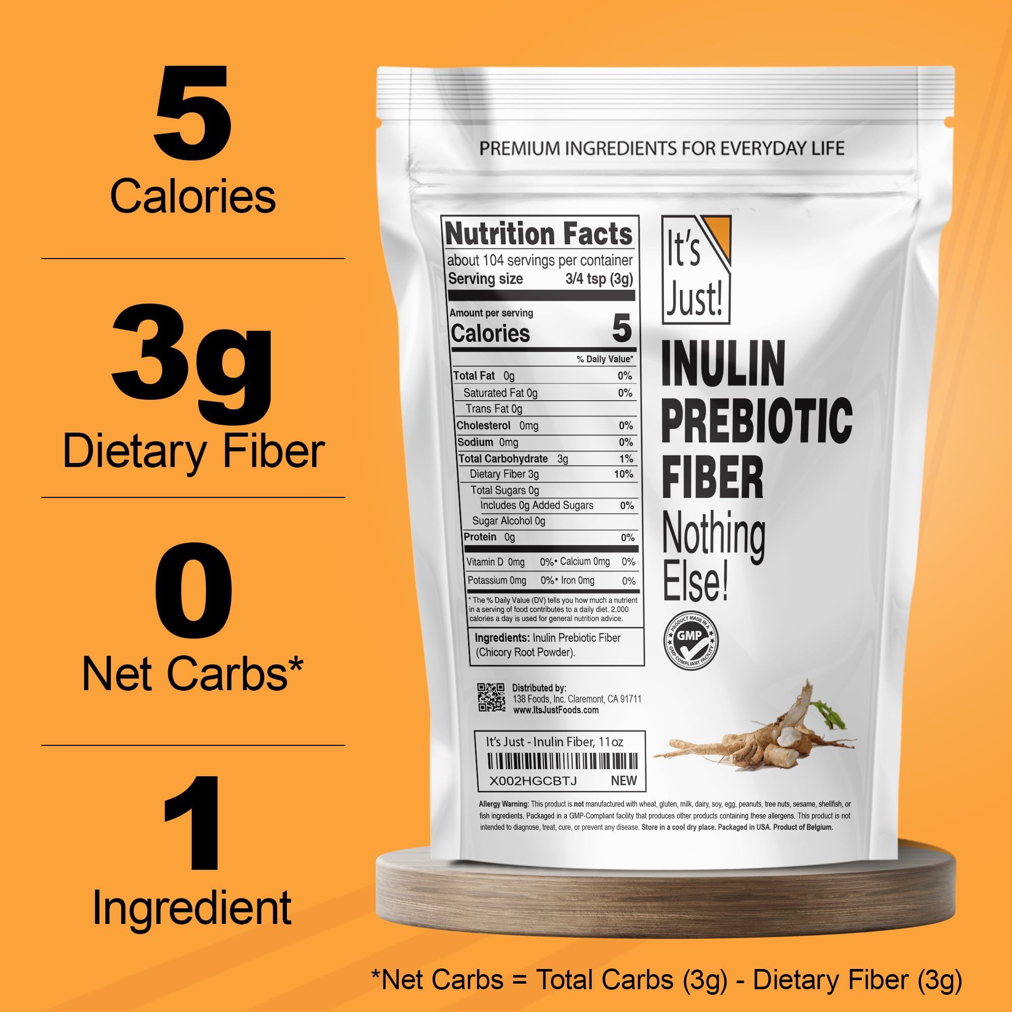 Its Just! ingredient close-up shows water-soluble fiber dissolving smoothly.